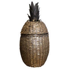 Mid Century Silver Plated Wire Pineapple Form Ice Bucket Hollywood Regency 1970s