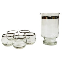 Mid Century Silver Rimmed Cocktail Set - 6 Pieces