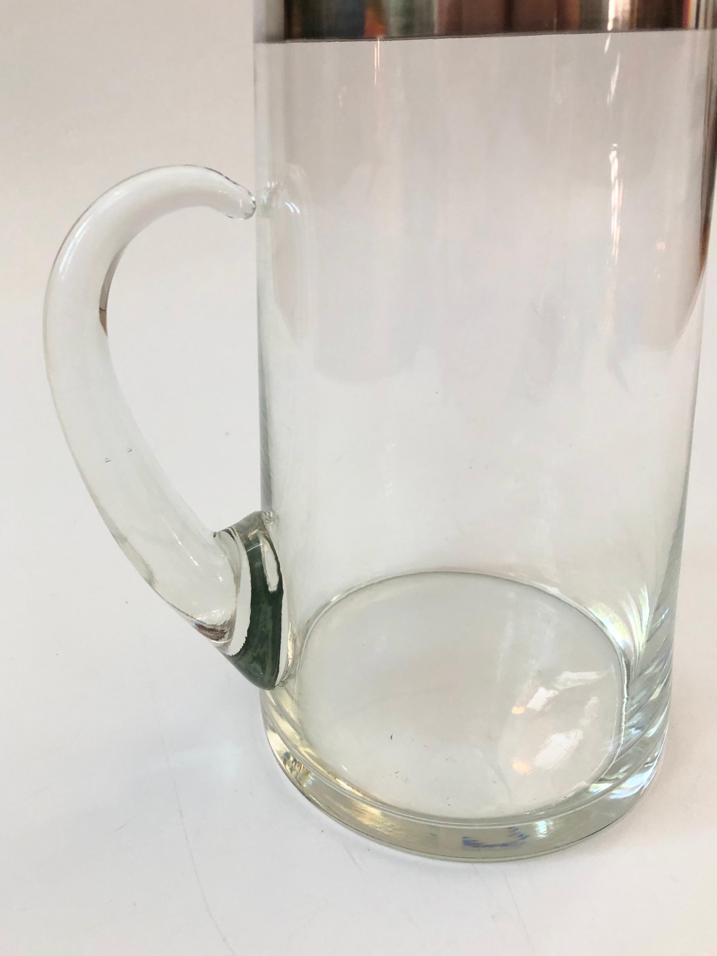 Mid-Century Modern Mid Century Silver Rimmed Glass Pitcher