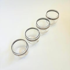 Mid Century Silver Striped Roly Poly Cocktail Glasses - Set of 4