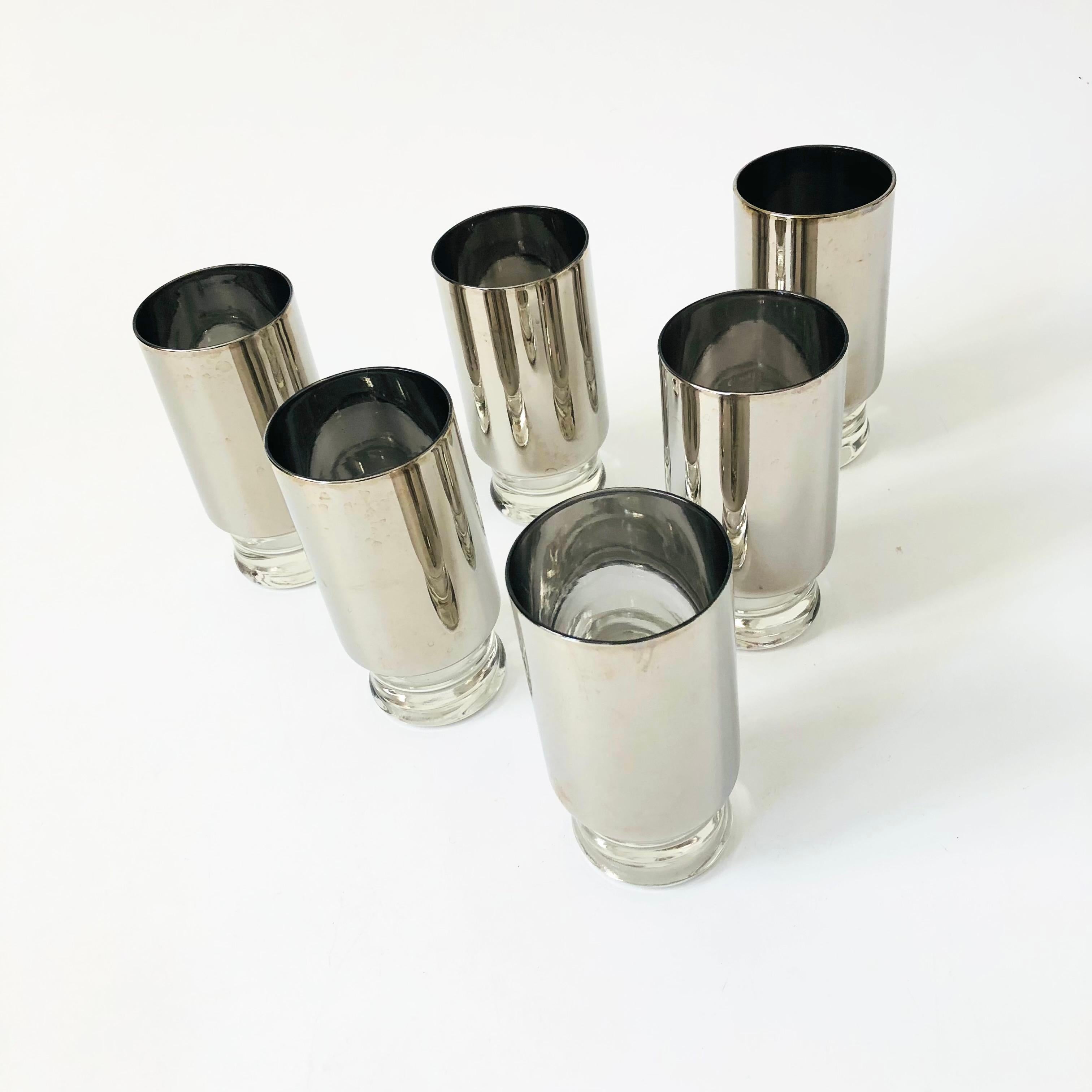 Mid-Century Modern Mid Century Silver Tumblers - Set of 6 For Sale