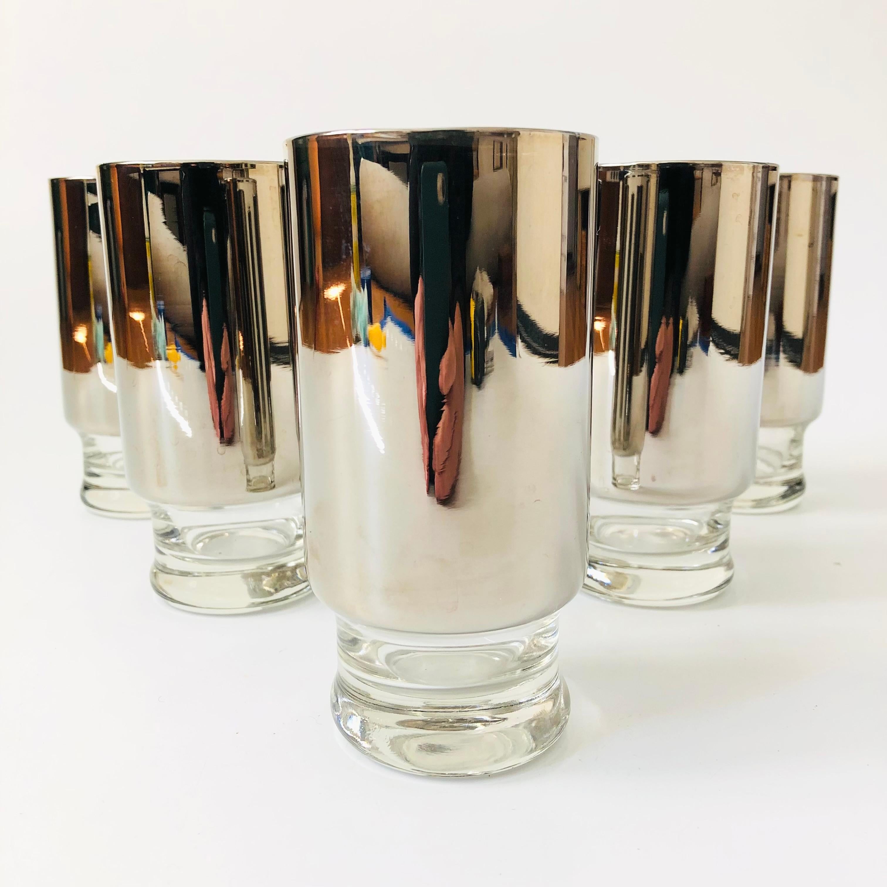 Mid Century Silver Tumblers - Set of 6 In Good Condition For Sale In Vallejo, CA