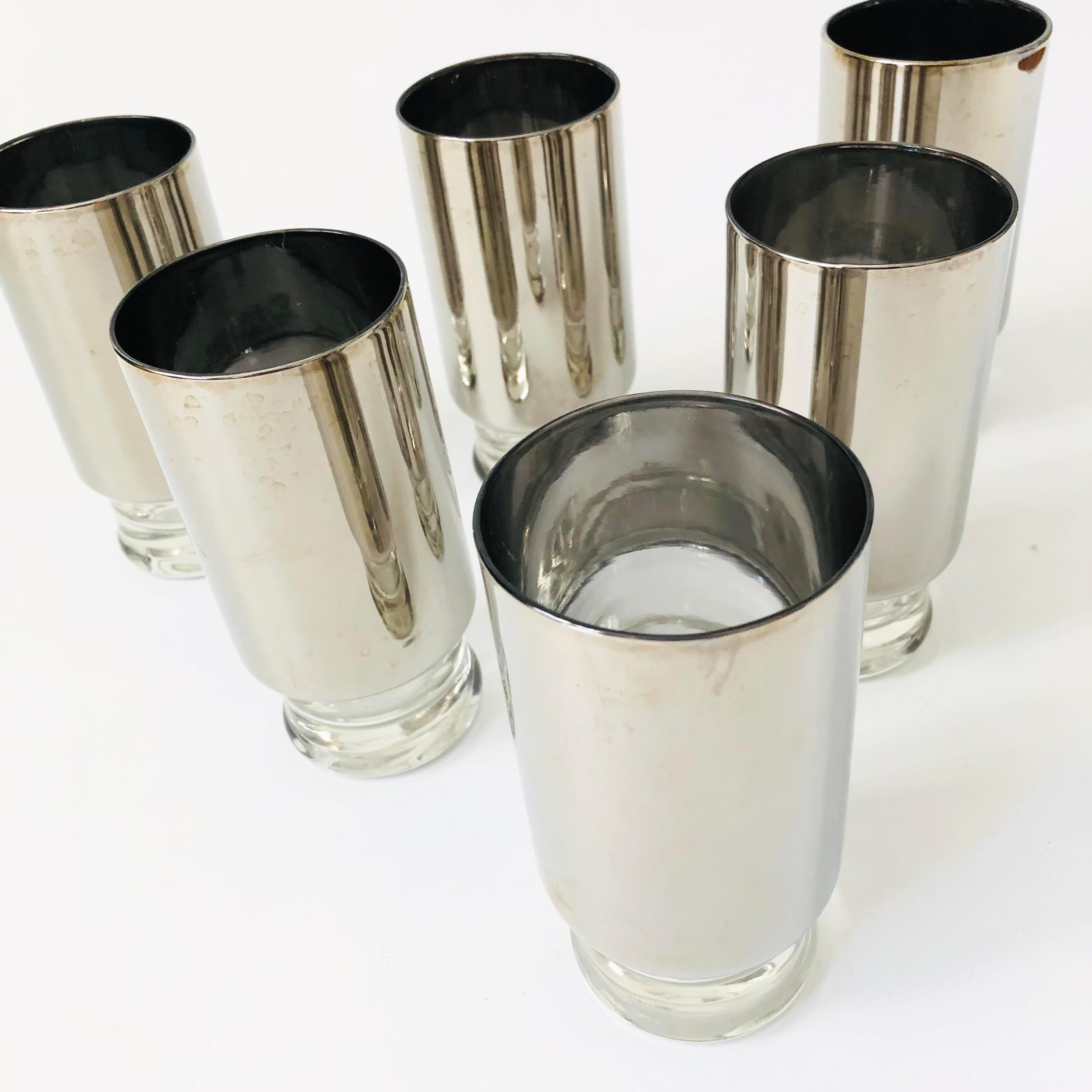 20th Century Mid Century Silver Tumblers - Set of 6 For Sale