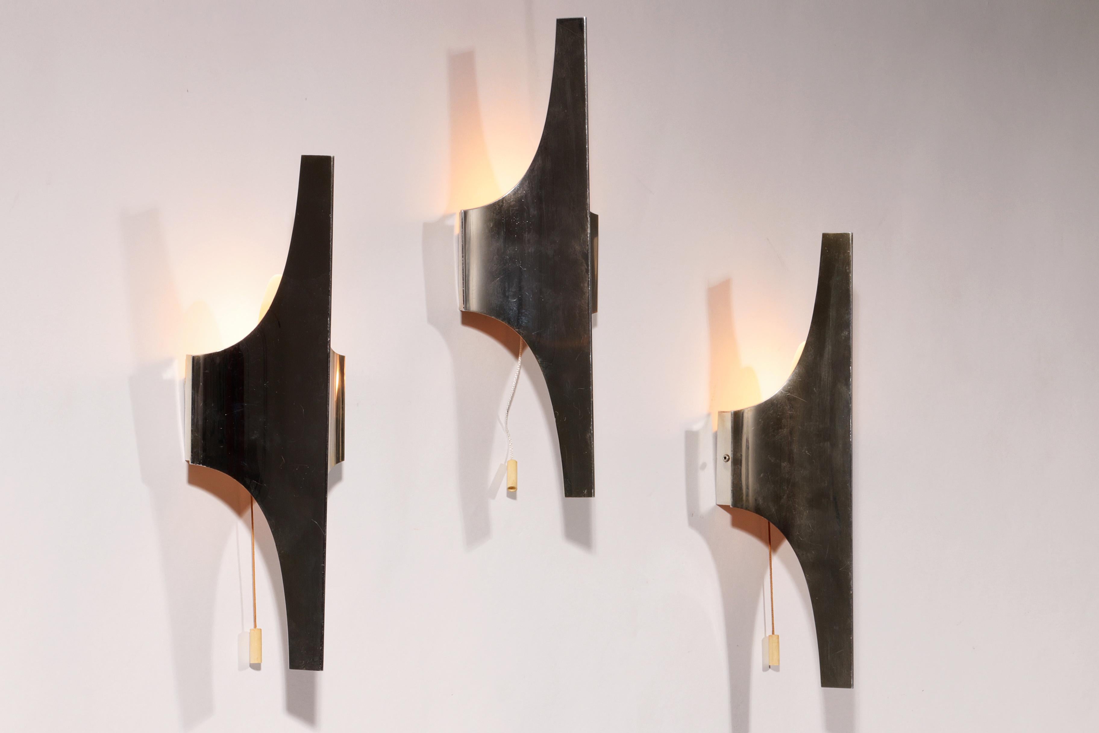 Mid-Century Modern Mid-Century Silver Wall Lamp by Wilhelm Braun Feldweg – Doria Leuchten, Germany For Sale