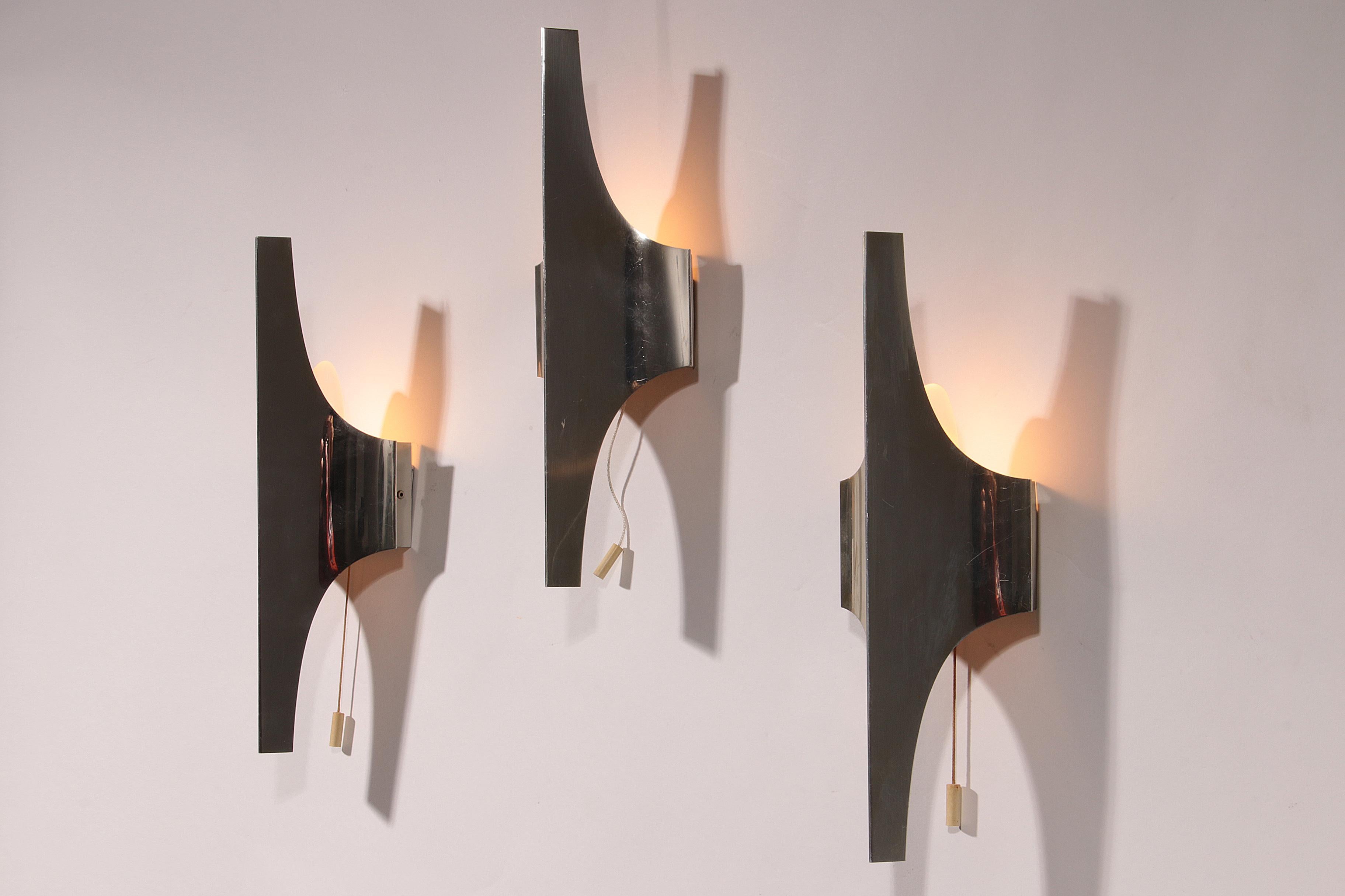 Mid-Century Silver Wall Lamp by Wilhelm Braun Feldweg – Doria Leuchten, Germany In Good Condition For Sale In Oirlo, LI