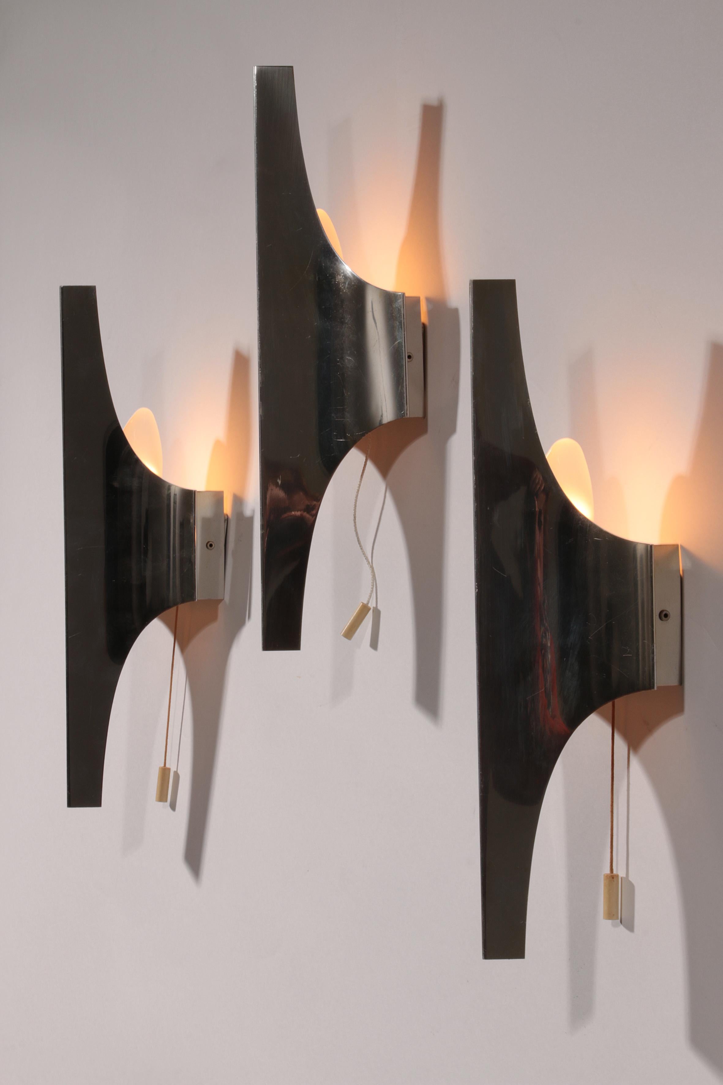 Mid-20th Century Mid-Century Silver Wall Lamp by Wilhelm Braun Feldweg – Doria Leuchten, Germany For Sale