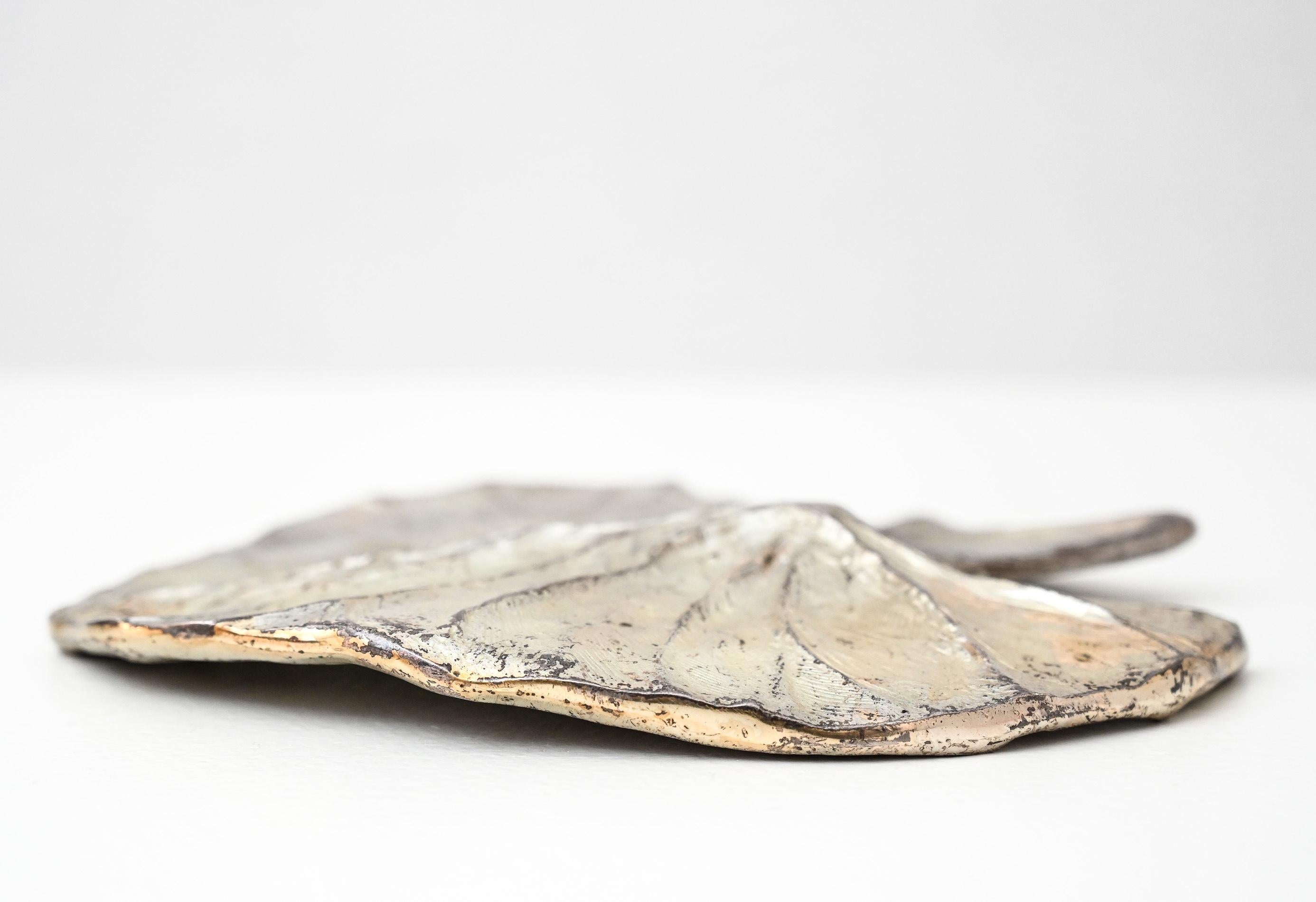 Mid-Century Silvered Bronze Lily Leaf by Chrystaine Charles For Sale 5