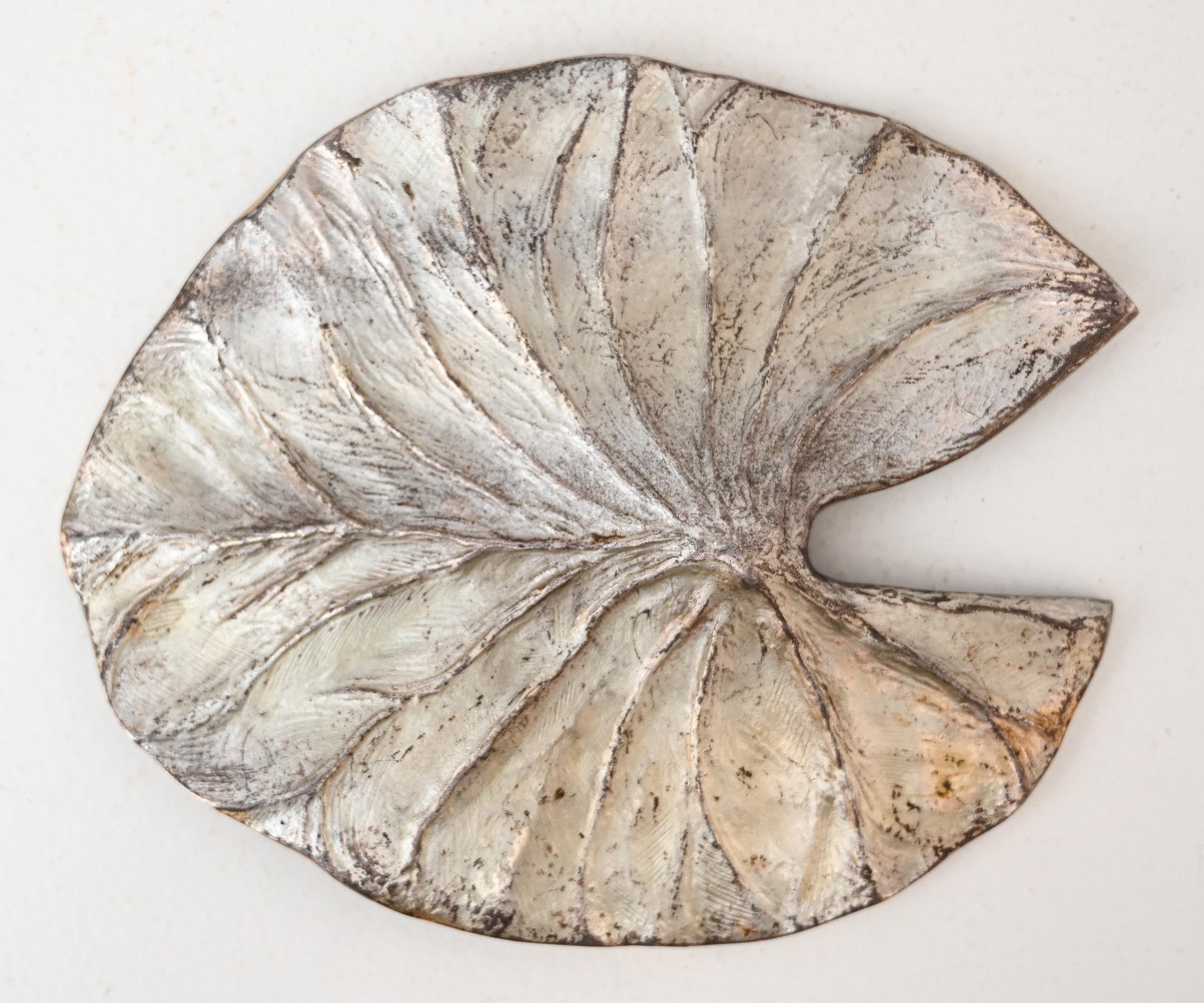 Mid-Century Silvered Bronze Lily Leaf by Chrystaine Charles For Sale 8