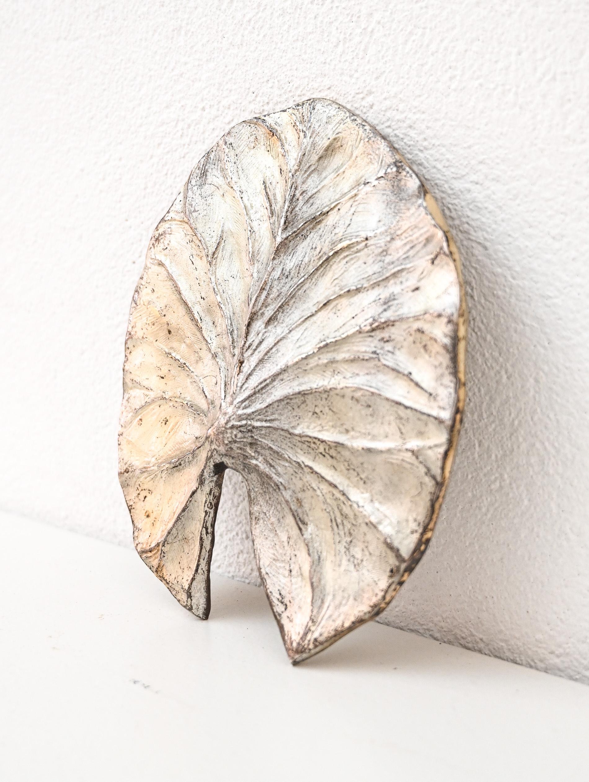 Mid-Century Modern Mid-Century Silvered Bronze Lily Leaf by Chrystaine Charles For Sale