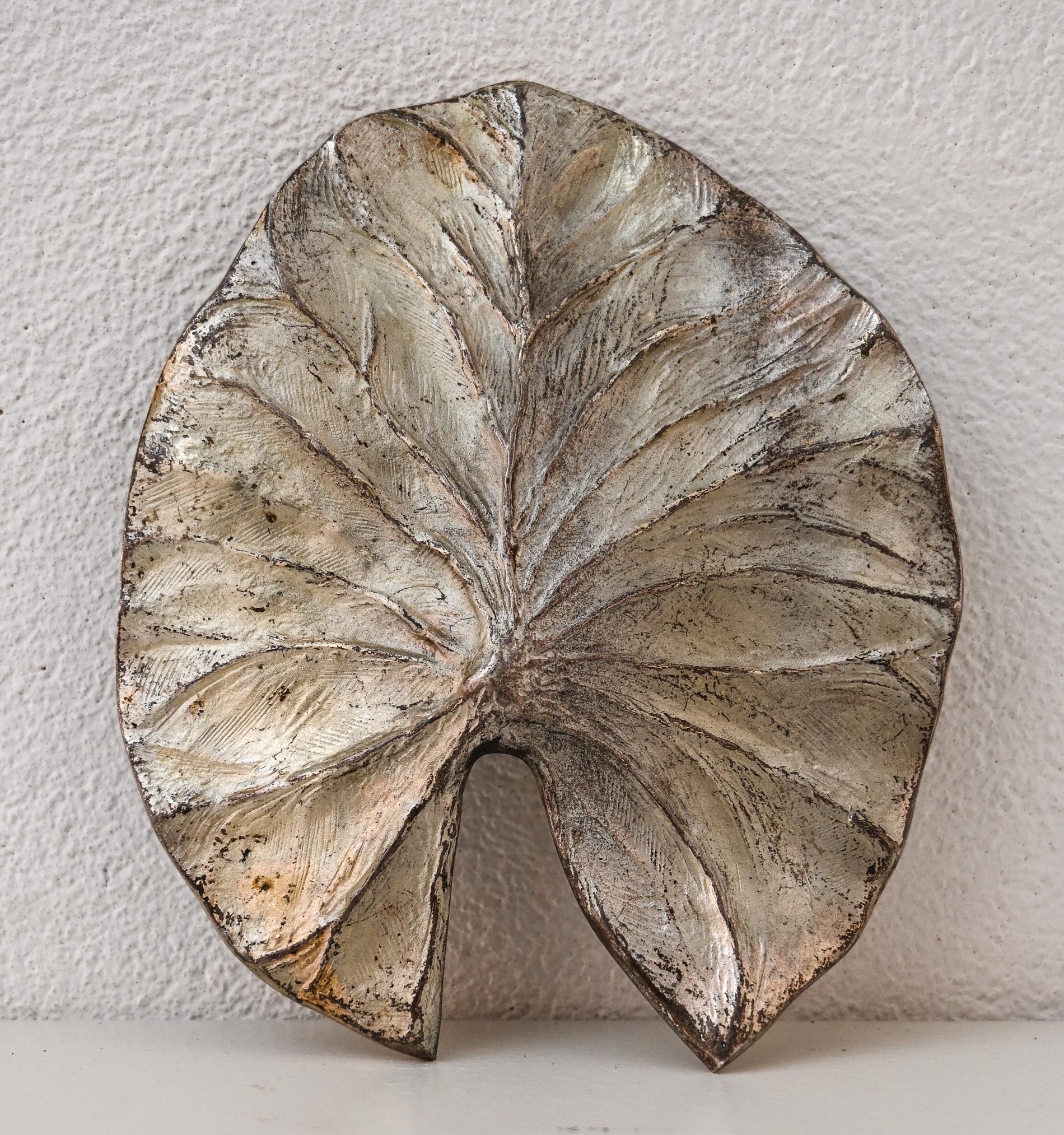 Mid-Century Silvered Bronze Lily Leaf by Chrystaine Charles For Sale 1