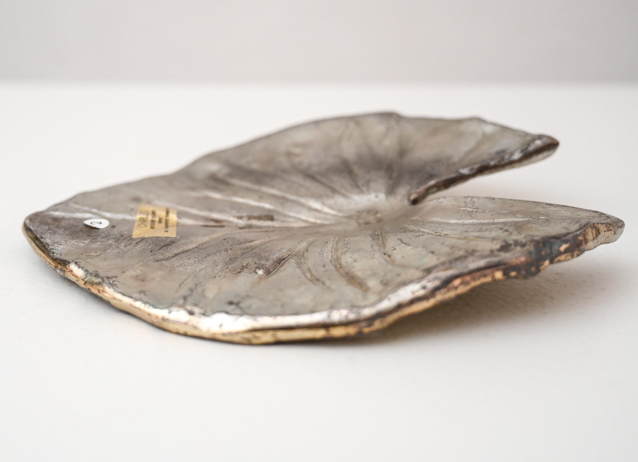 Mid-Century Silvered Bronze Lily Leaf by Chrystaine Charles For Sale 2