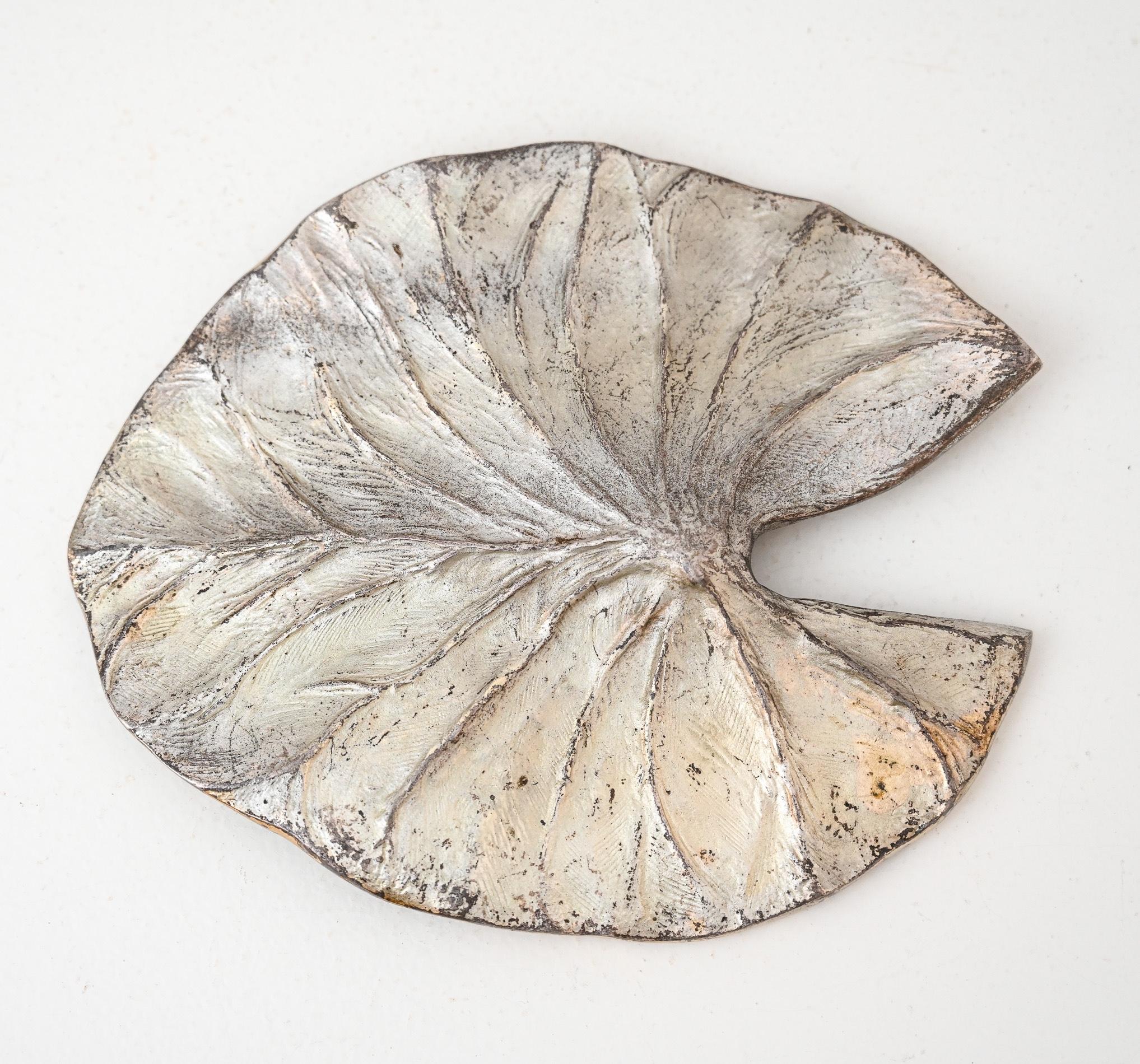 Mid-Century Silvered Bronze Lily Leaf by Chrystaine Charles For Sale 3