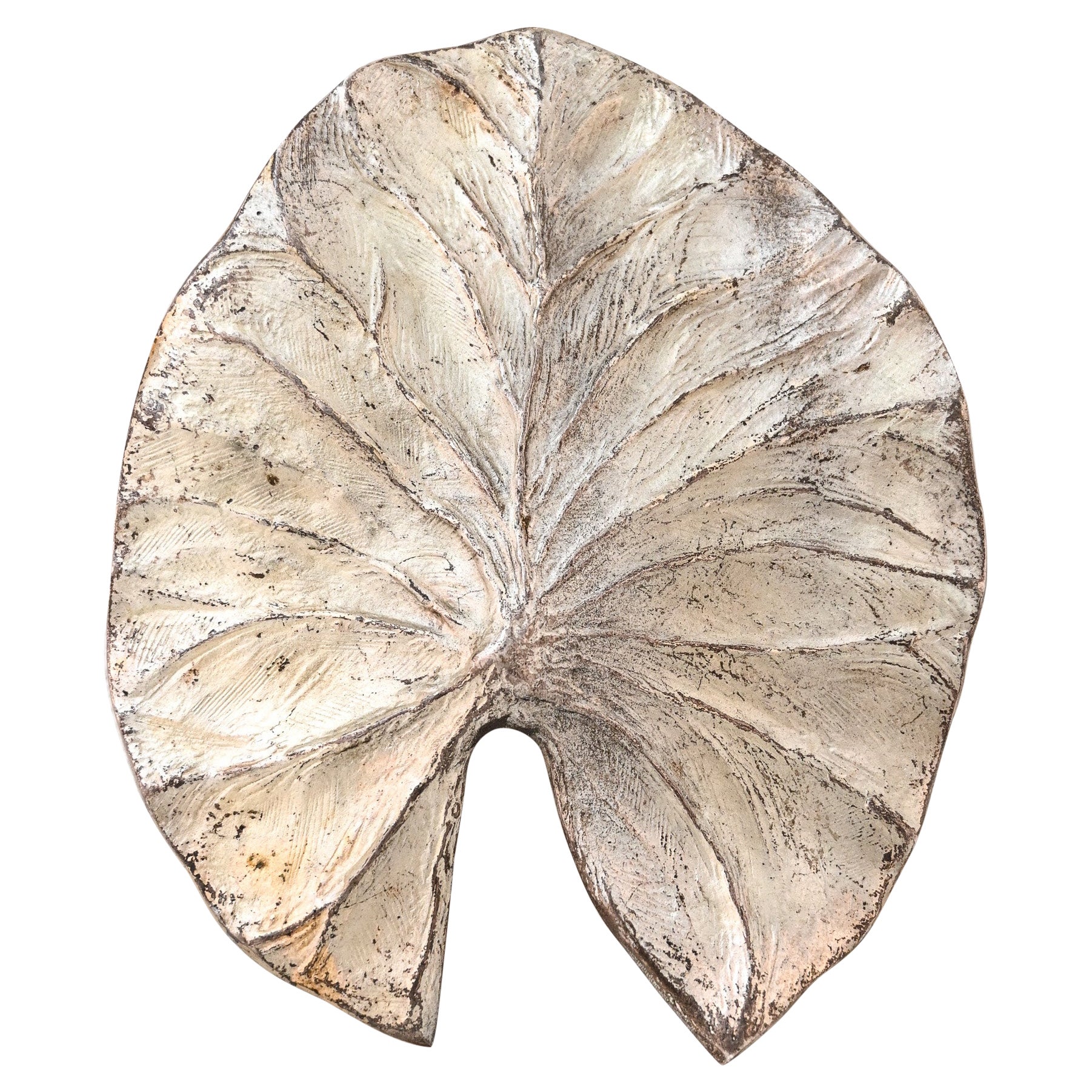 Versilbertes Bronze-Lilienblatt von Chrystaine Charles aus der Mitte des Jahrhunderts