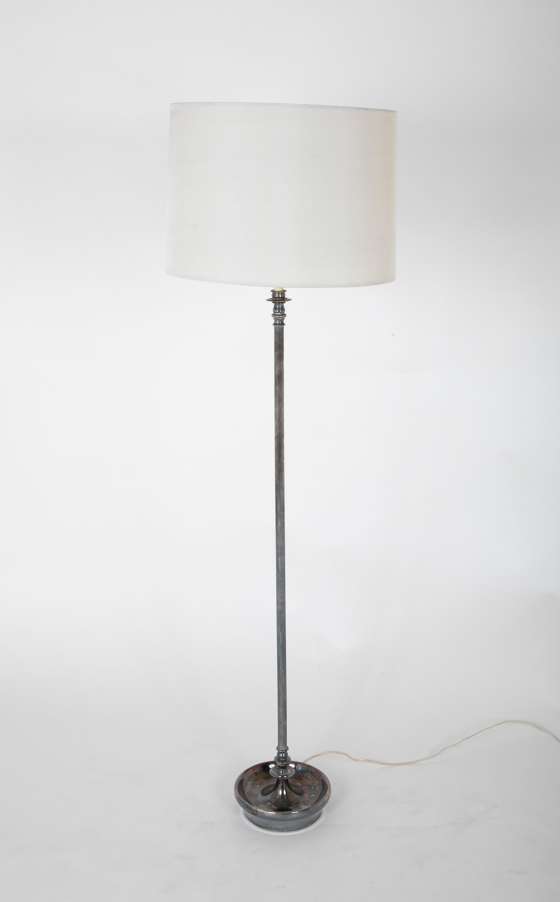 Silver standing lamp.