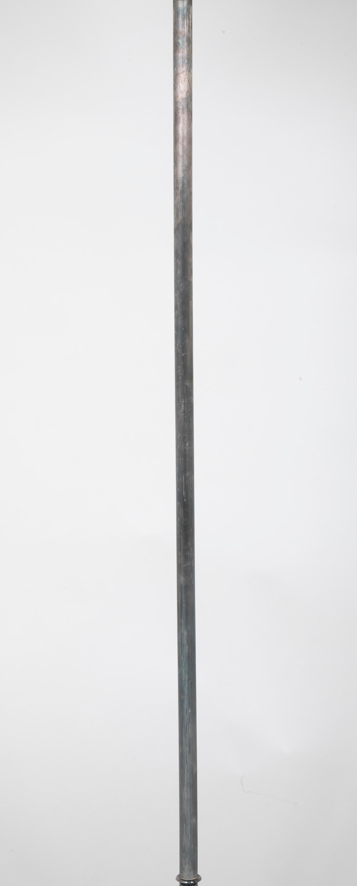 French Midcentury Silvered Metal Standing Lamp