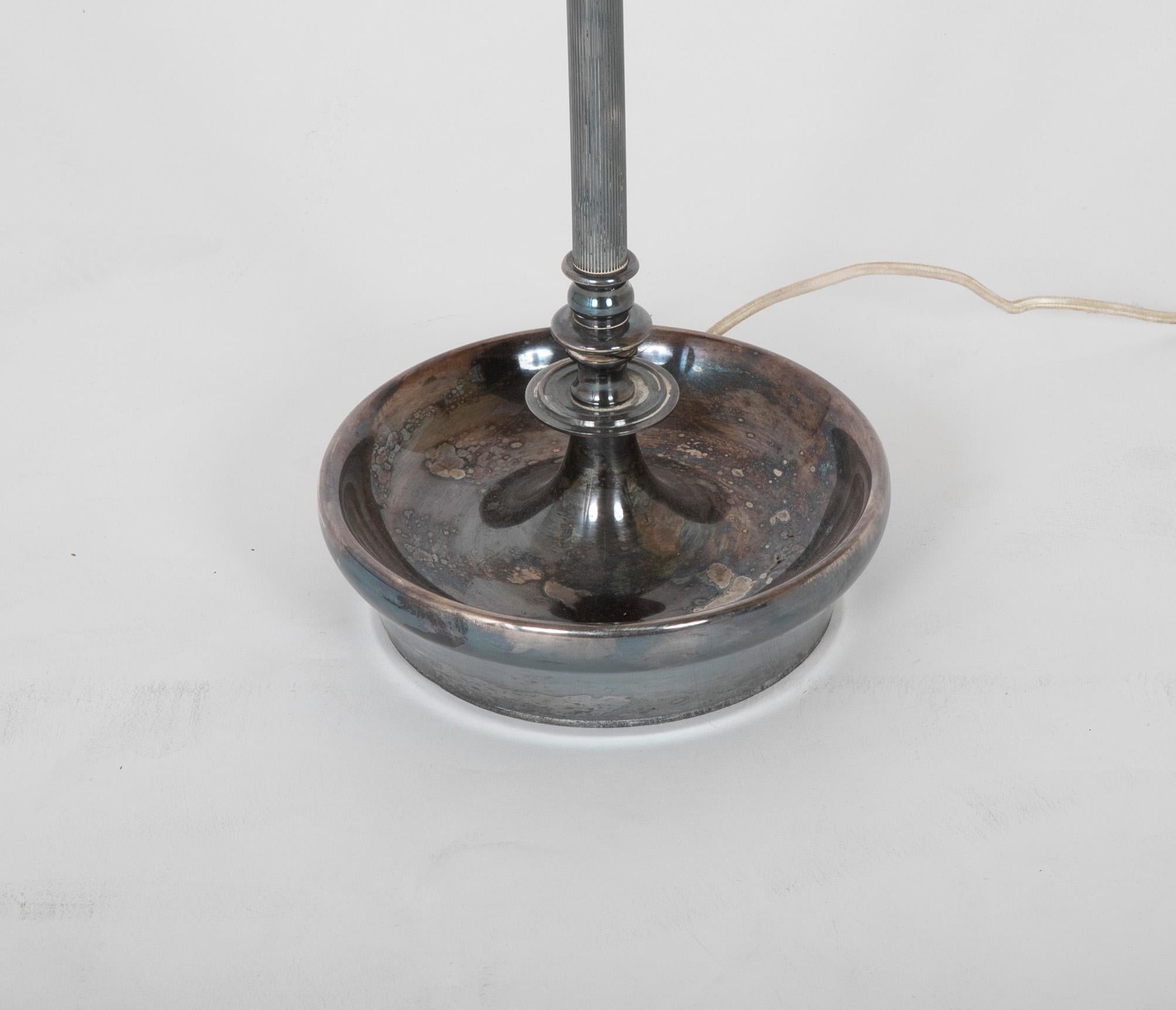 20th Century Midcentury Silvered Metal Standing Lamp