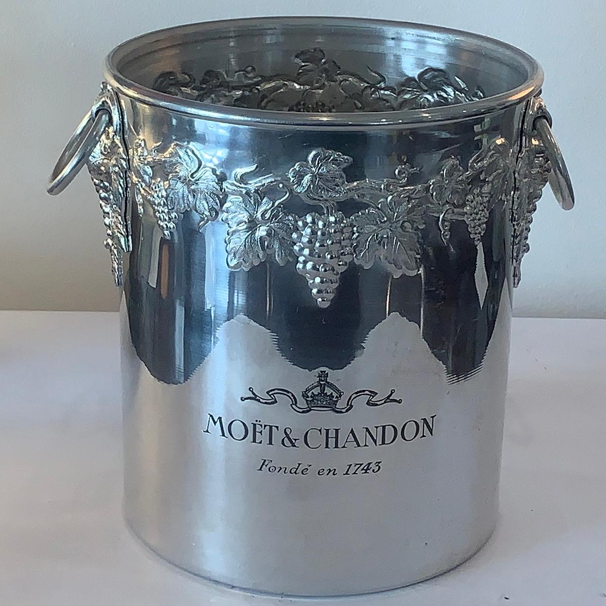 Mid-Century Modern Midcentury Silvered Moet Champagne Ice Bucket Cooler