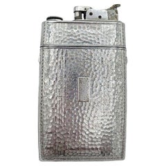 Mid Century Silvertone Hammered Evans "TRIG-A-LITE" Lighter & Cigarette Case