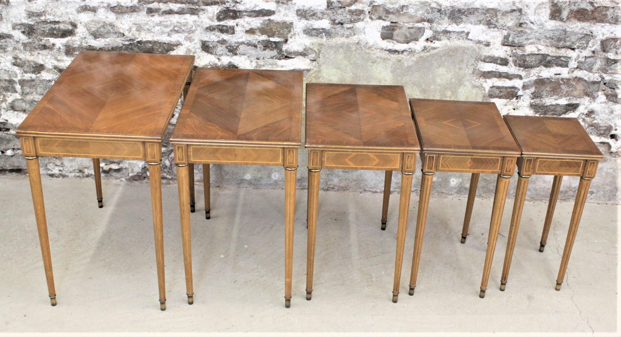 Brass Mid Century Simon Loscertales Bona Neoclassical Revival Styled Nesting Table Set