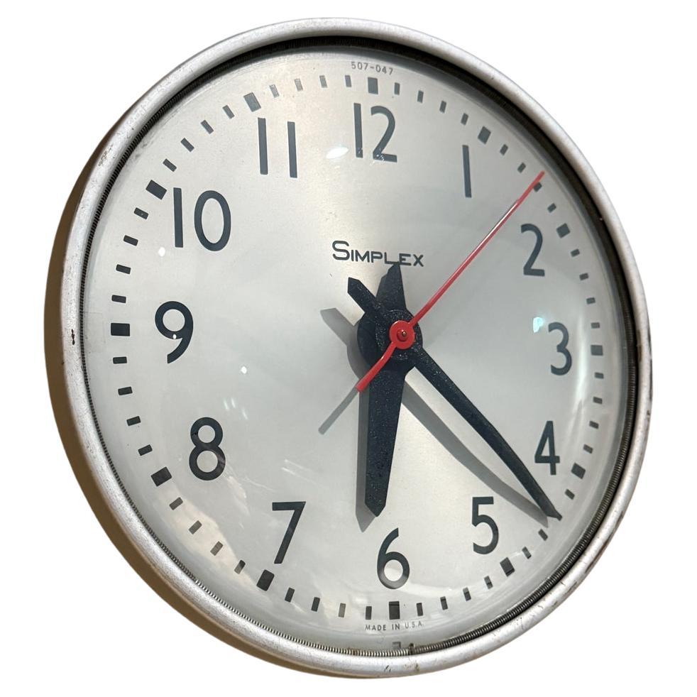 Mid Century Simplex Round Electric Wall Clock For Sale