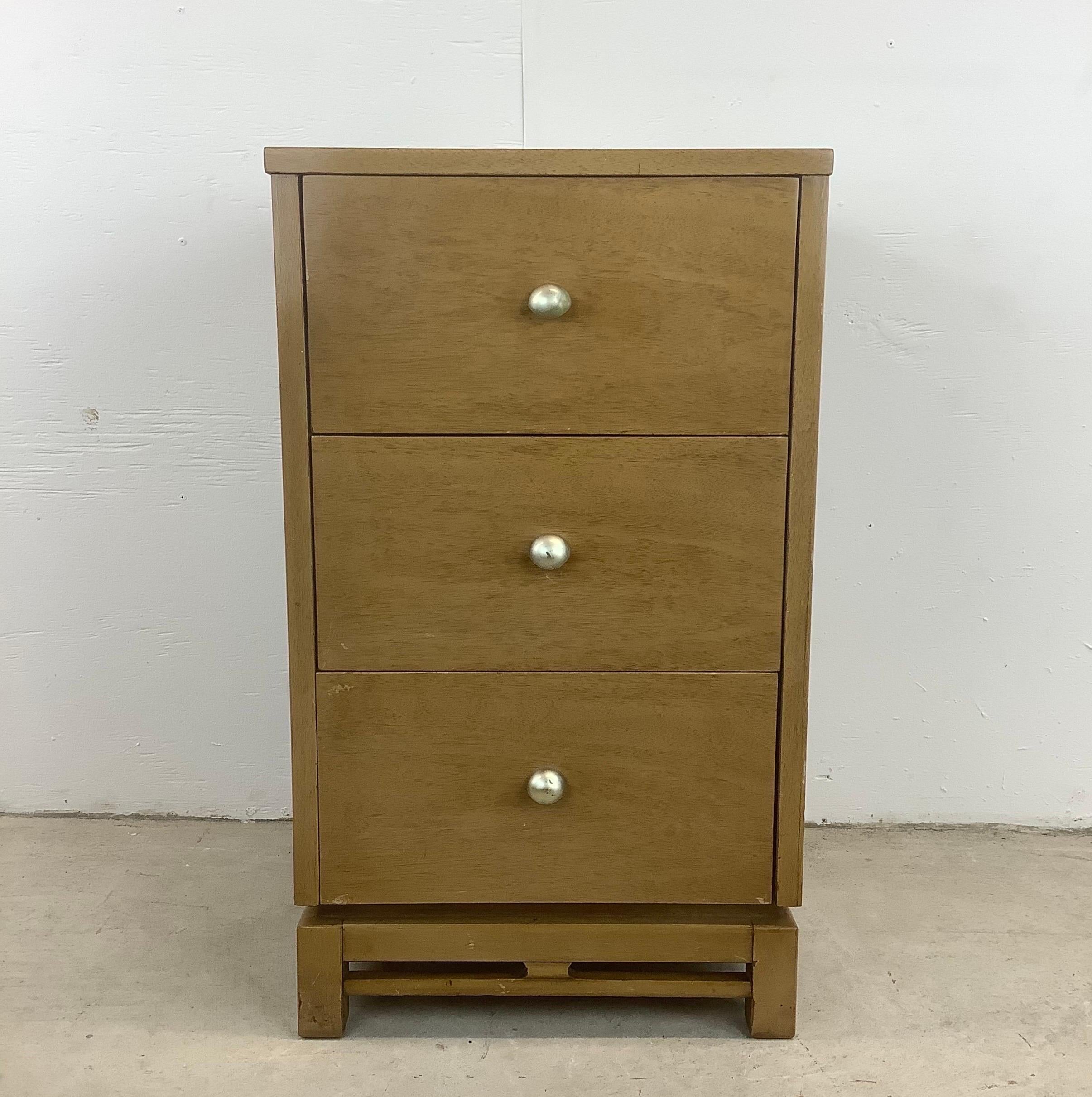 Mid-Century “Simplex” Three Drawer Dresser or Nightstand by Kent Coffey In Good Condition For Sale In Trenton, NJ
