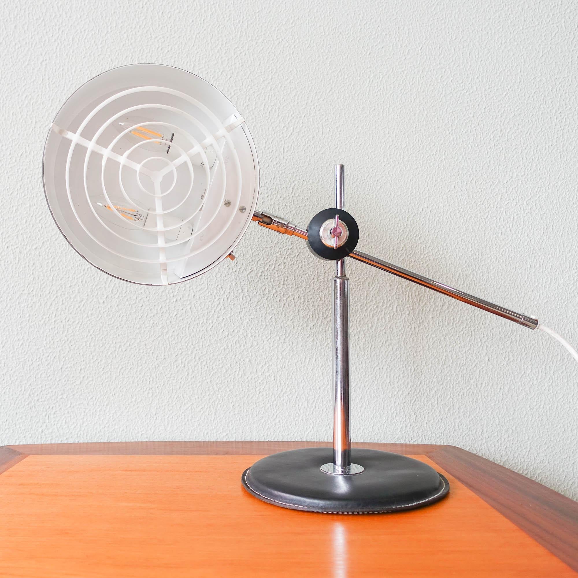 Mid-Century Modern Mid-Century Simris Black Leather & Chrome Desk Lamp by Anders Pehrson for Ateljé