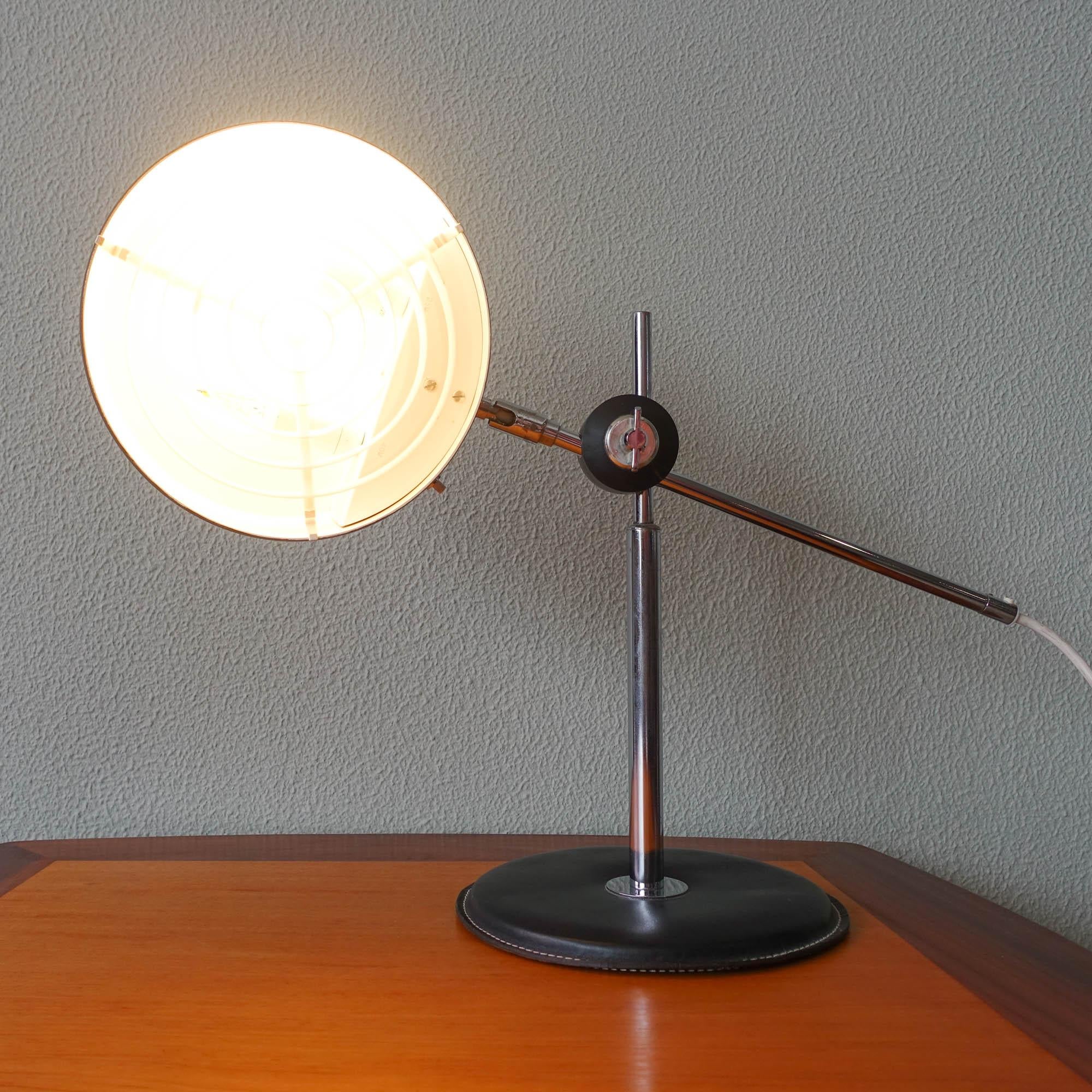 Swedish Mid-Century Simris Black Leather & Chrome Desk Lamp by Anders Pehrson for Ateljé