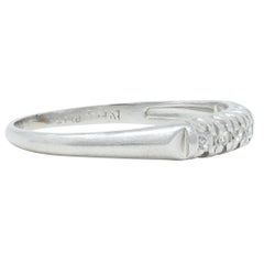 Mid-Century Single Cut Diamond Platinum Seven Stone Vintage Wedding Band Ring