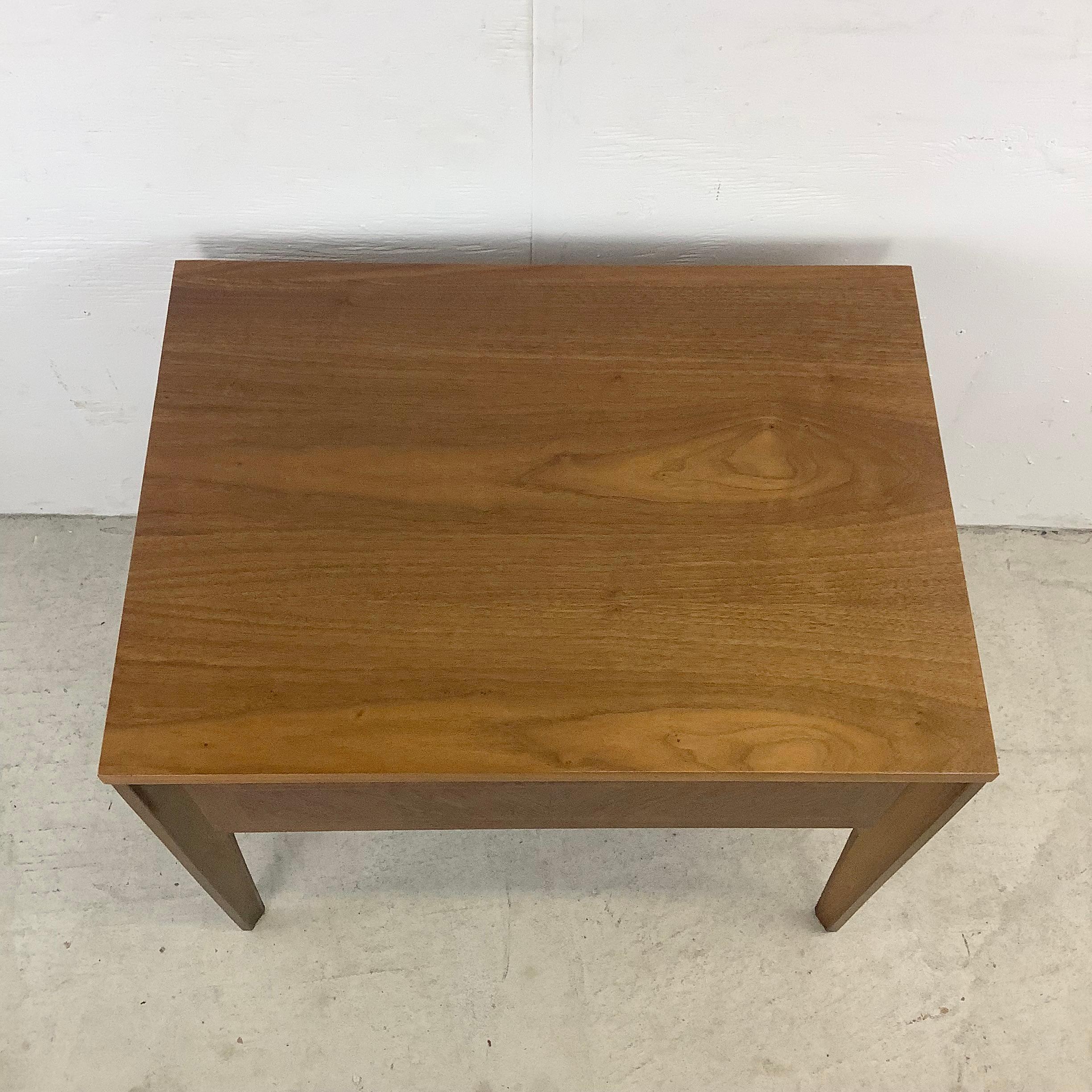 Mid-Century Single Drawer Walnut End Table or Nightstand by Lane 7