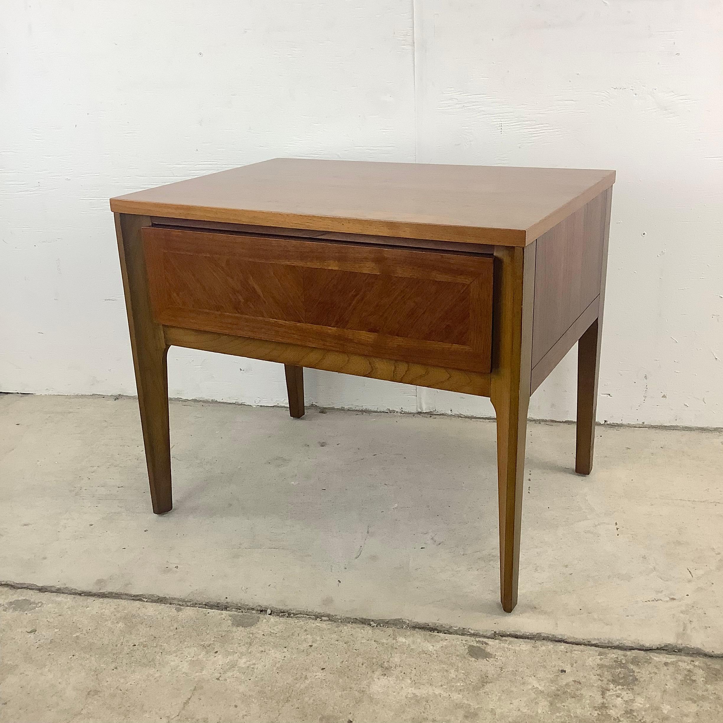 Mid-20th Century Mid-Century Single Drawer Walnut End Table or Nightstand by Lane