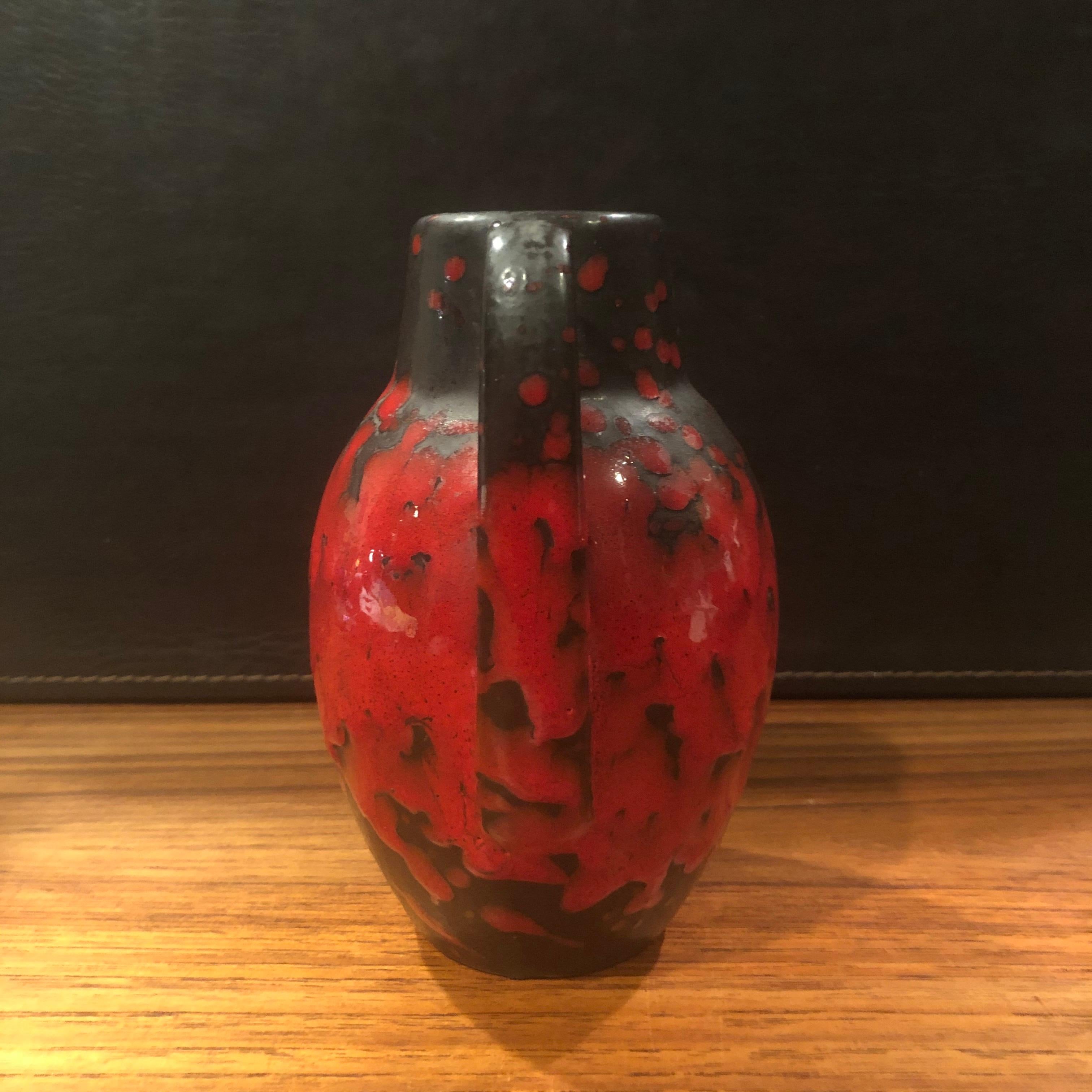 Mid-Century Modern Midcentury Single Handle Lava Glazed Vase For Sale