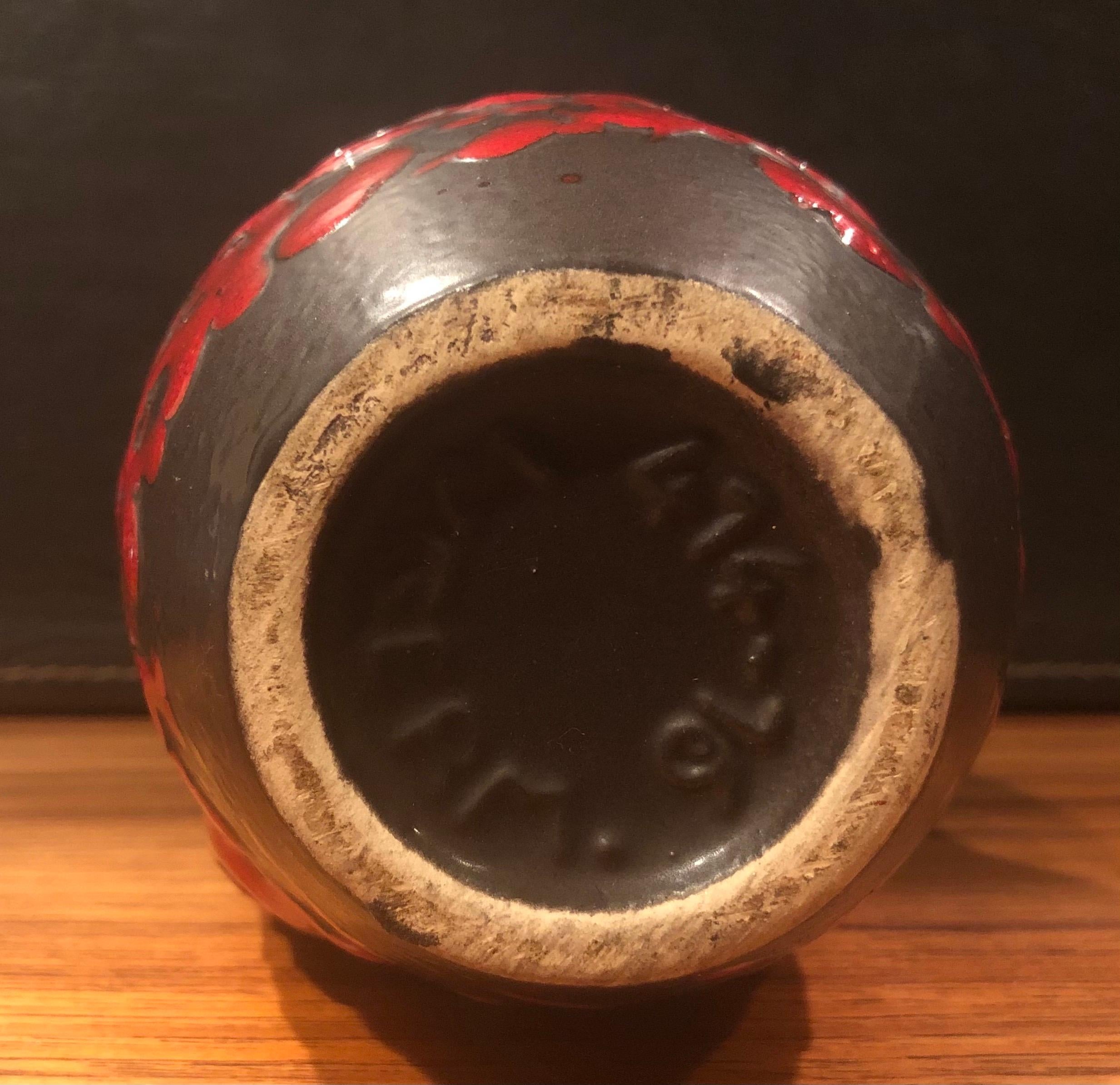 Pottery Midcentury Single Handle Lava Glazed Vase For Sale