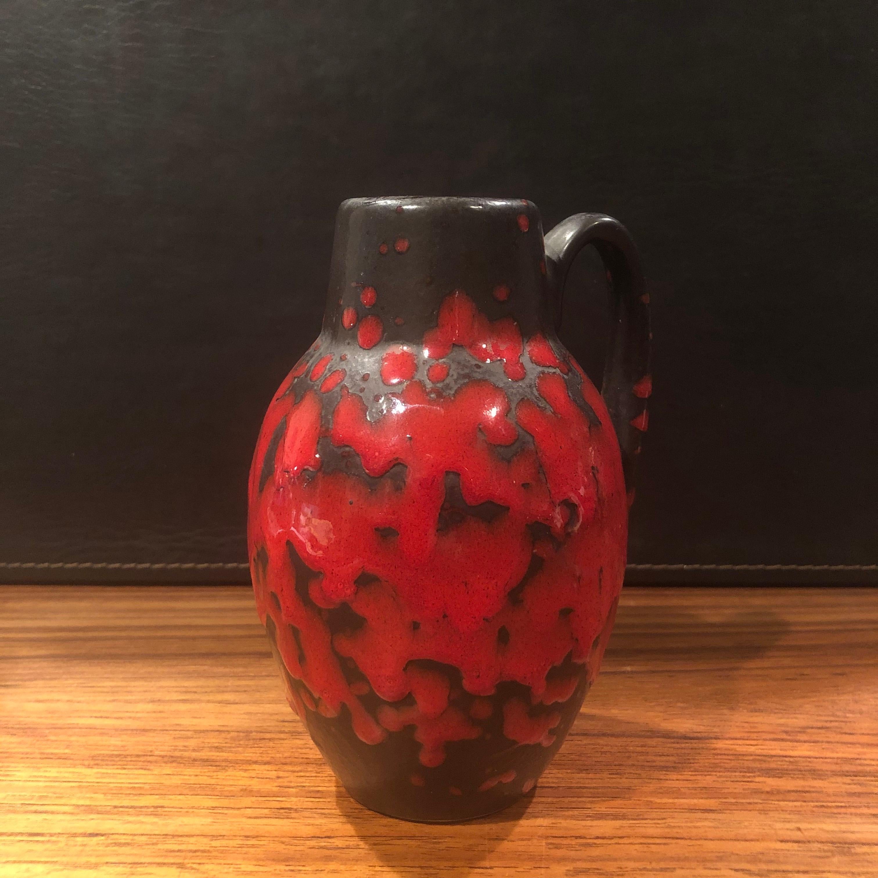Midcentury Single Handle Lava Glazed Vase For Sale 1