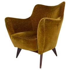 Mid Century Single Velvet ‘PERLA’ Armchair by G. Veronesi for ISA, Italy, 1950s