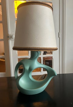 mid century biomorphic ceramic table lamp from the 1950's , France