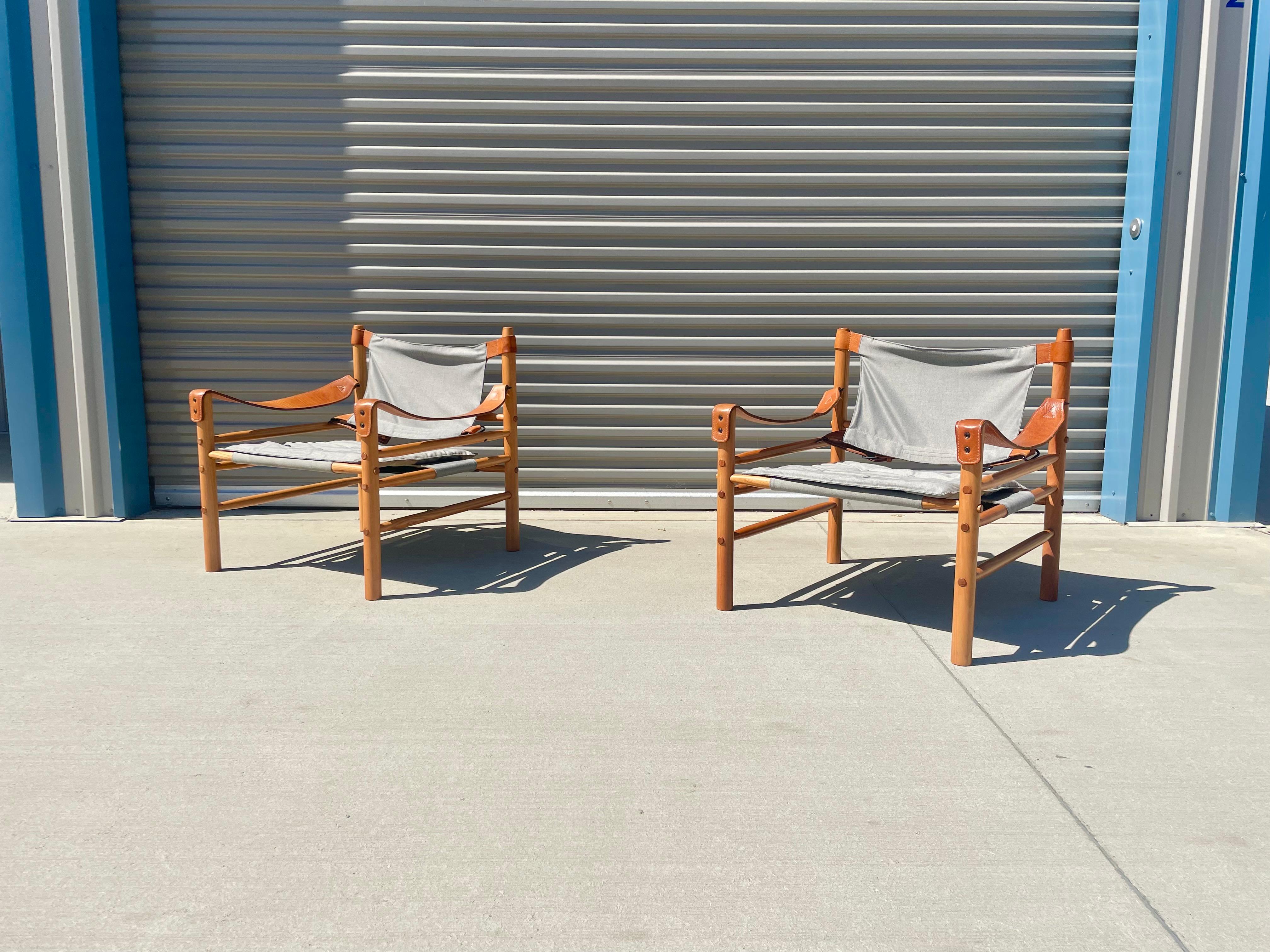 Mid-Century Modern Midcentury Sirocco Safari Chairs Styled After Arne Norell For Sale