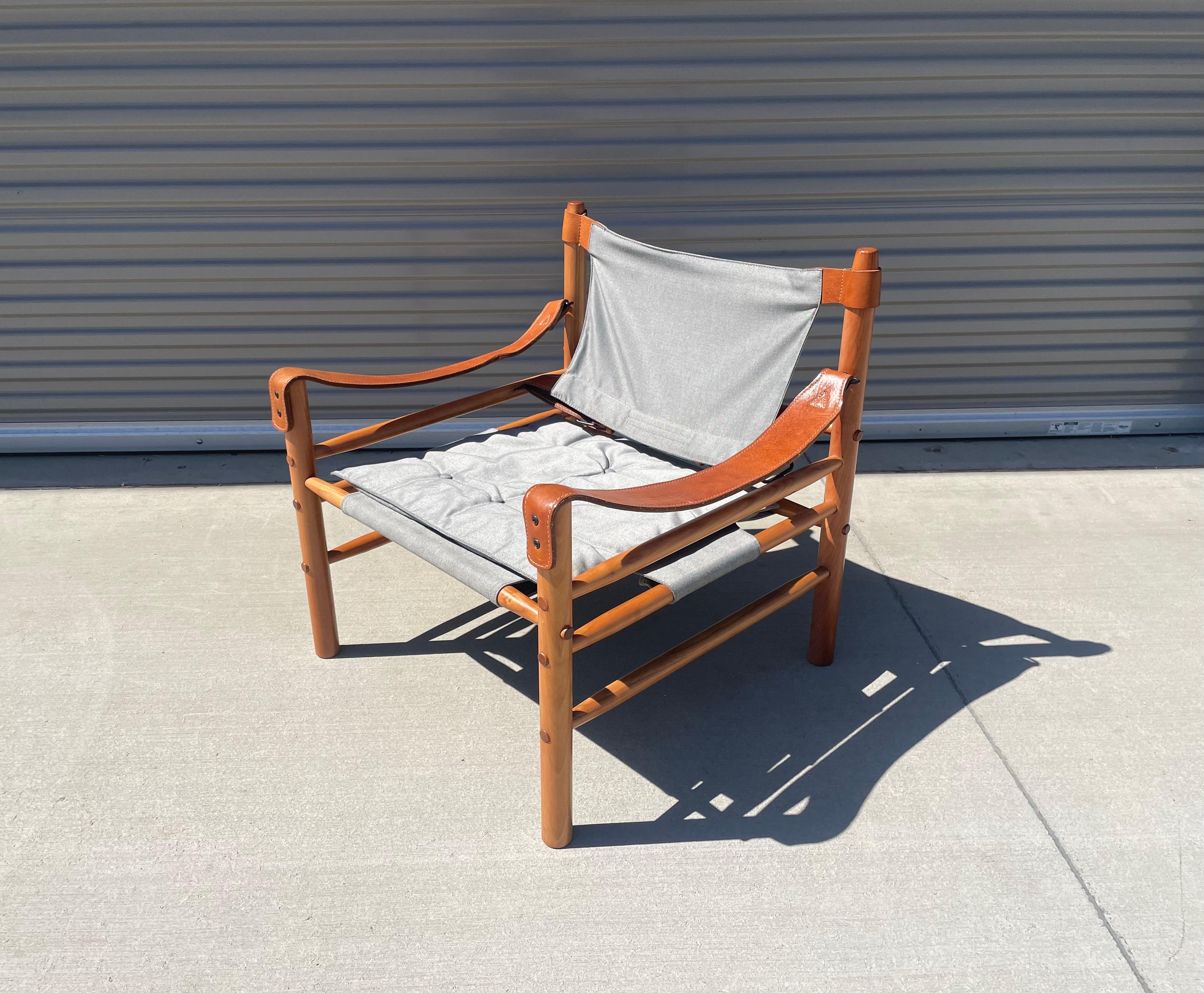 Fabric Midcentury Sirocco Safari Chairs Styled After Arne Norell For Sale