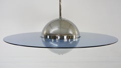 Mid Century Sistina Saturn Lamp in Blue Glass by Nuova Lamperti, Chandelier