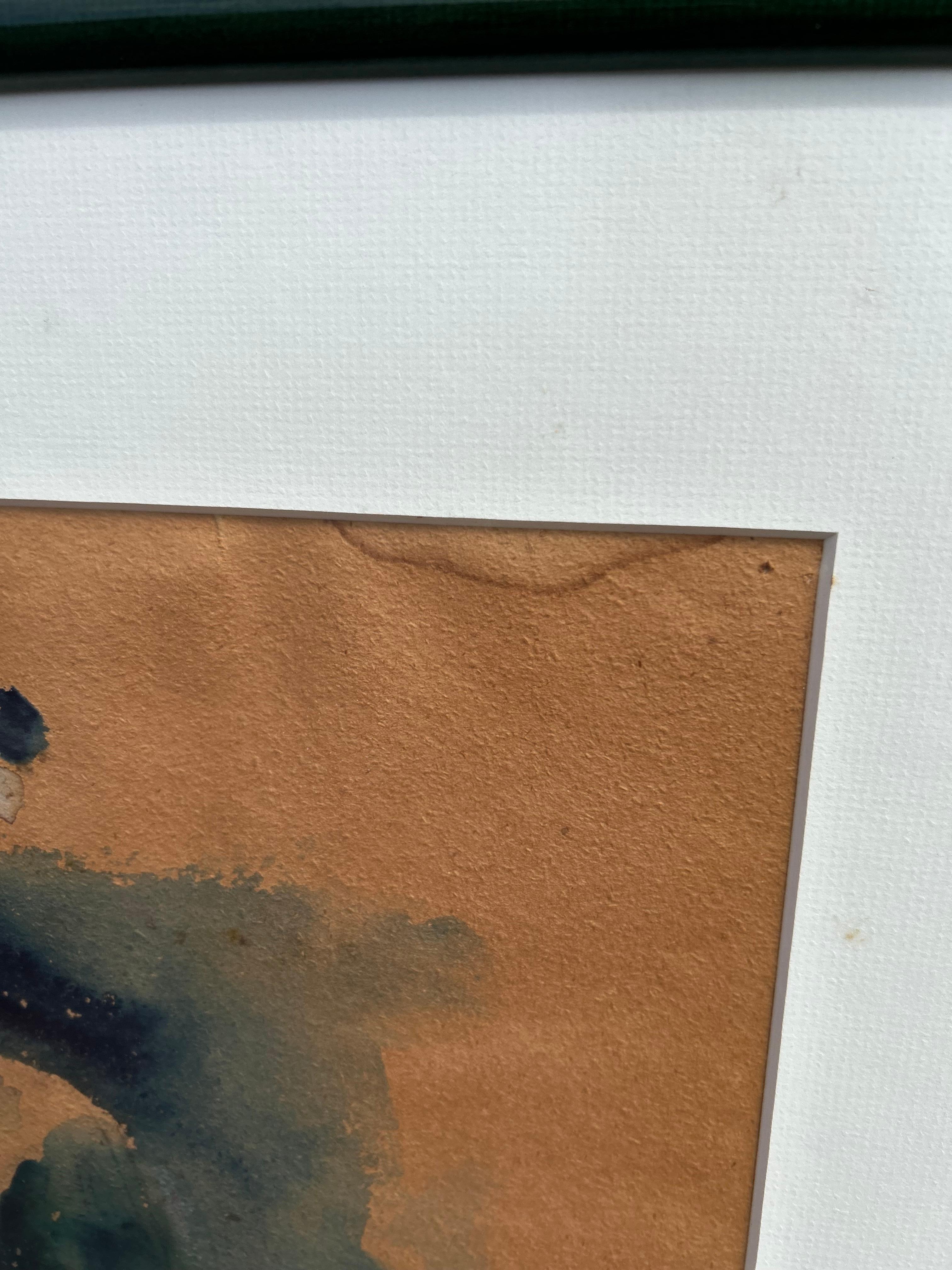 Mid Century Sitting Woman Frames Watercolor Painting 5