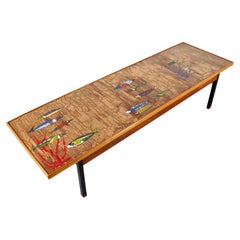 Mid-Century Siva Poggibonsi Enameled Copper Top Coffee Table, 1950s Italy