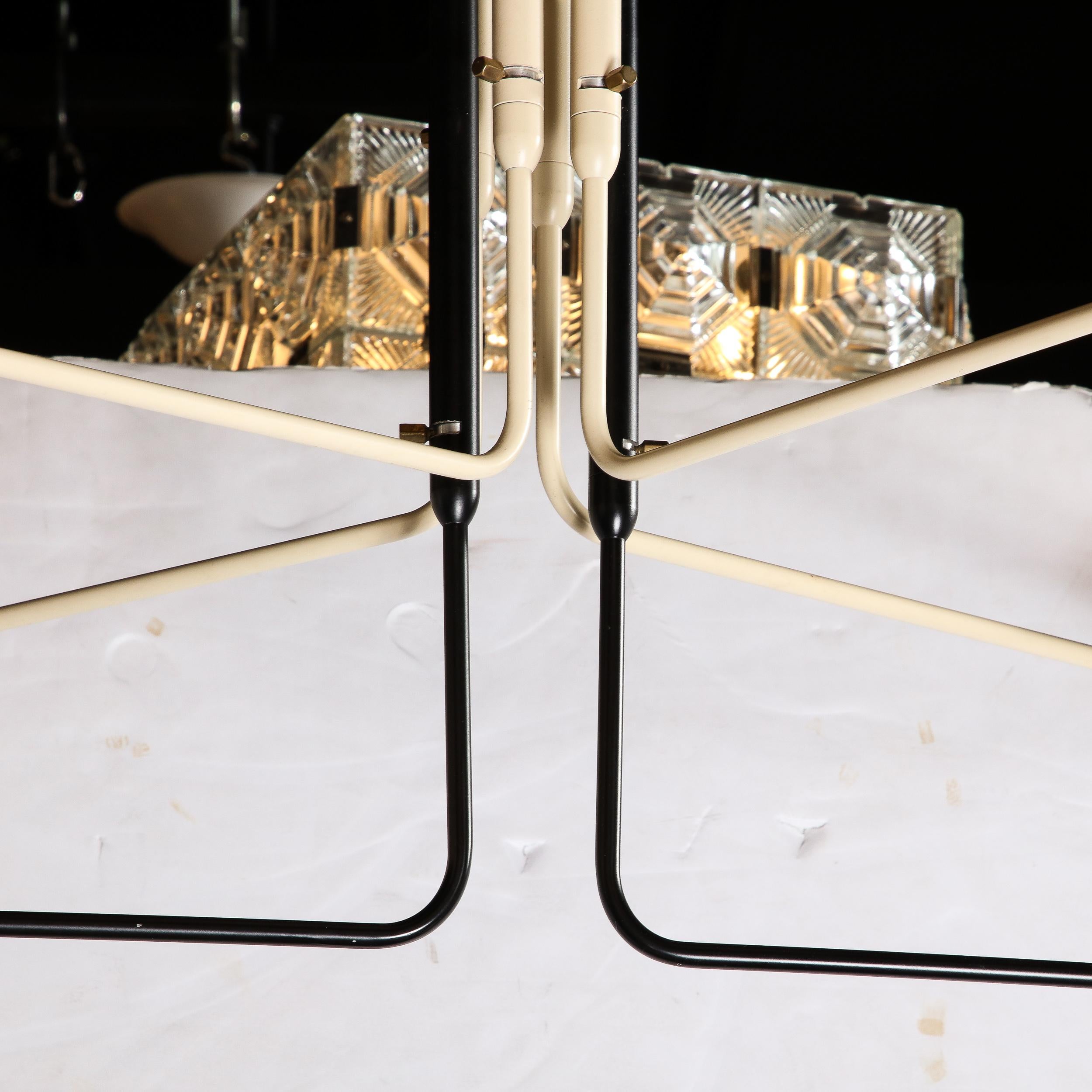 Mid-20th Century Mid-Century Six Arm Black & White Enamel Articulated Chandelier by Serge Mouille