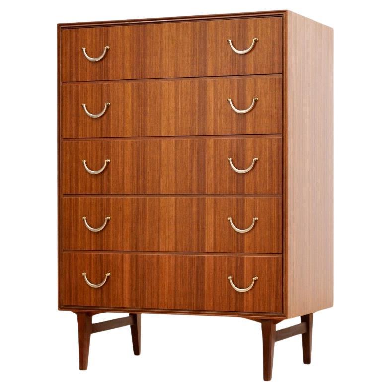 Mid Century Six Drawer Tallboy Dresser by Meredew of Letchworth im Angebot