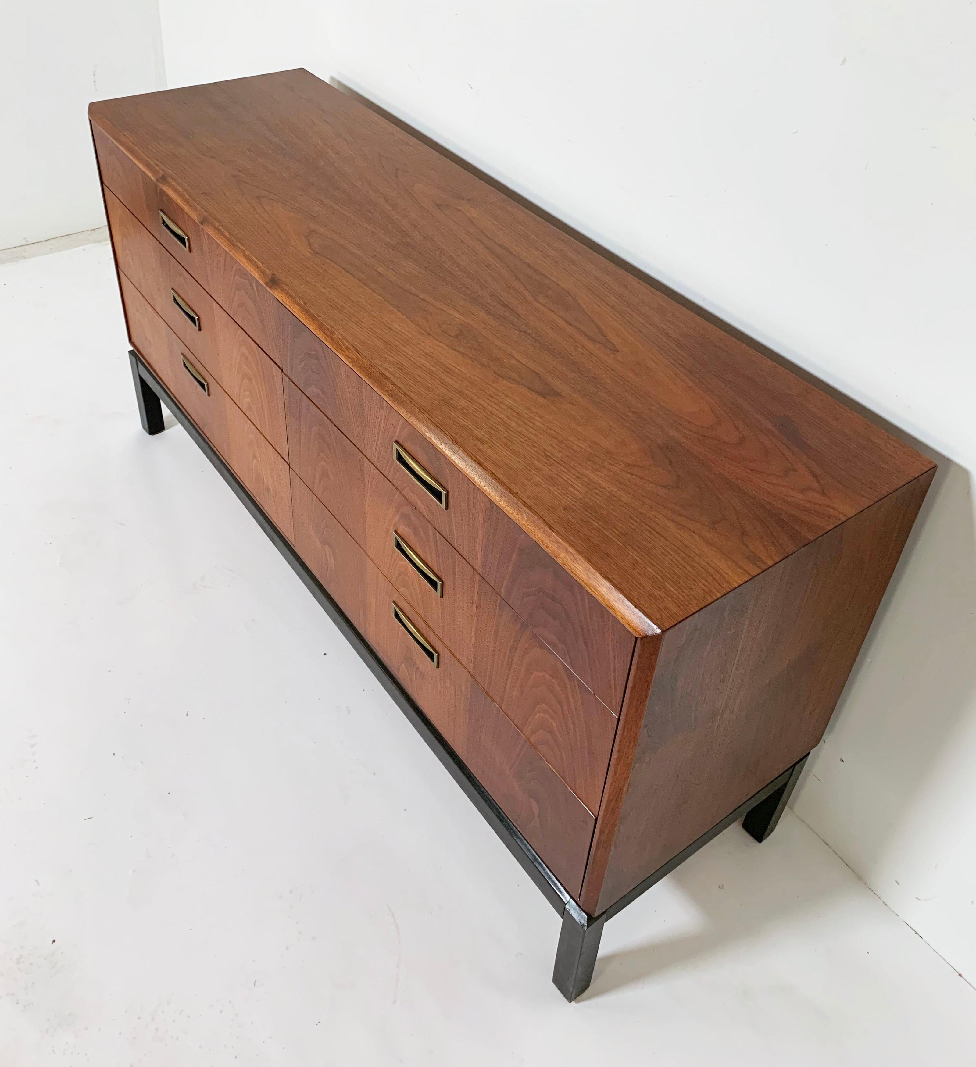American Midcentury Six-Drawer Walnut Dresser by Jack Cartwright for Founders circa 1970s