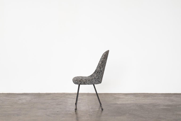 MidCentury Six Grey Reupholstered Chairs For Sale at 1stDibs