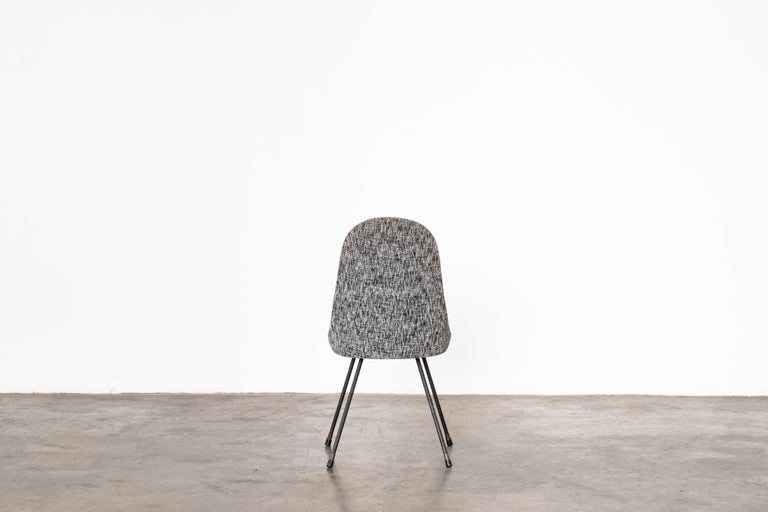 MidCentury Six Grey Reupholstered Chairs For Sale at 1stDibs