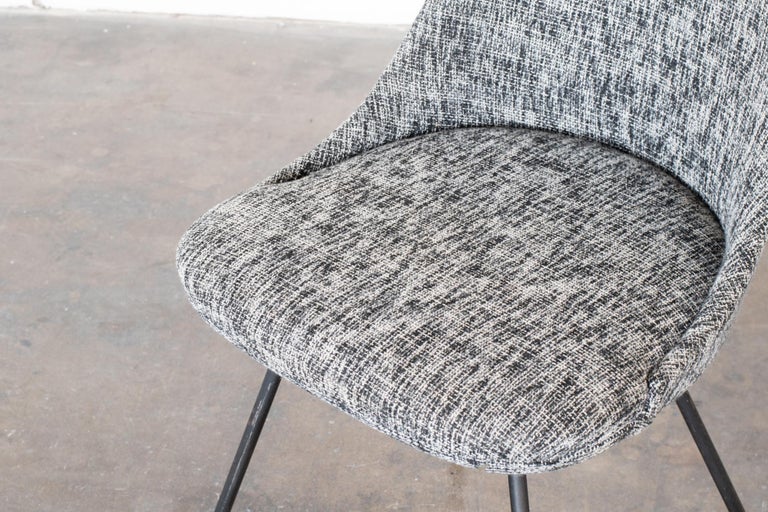 MidCentury Six Grey Reupholstered Chairs For Sale at 1stDibs