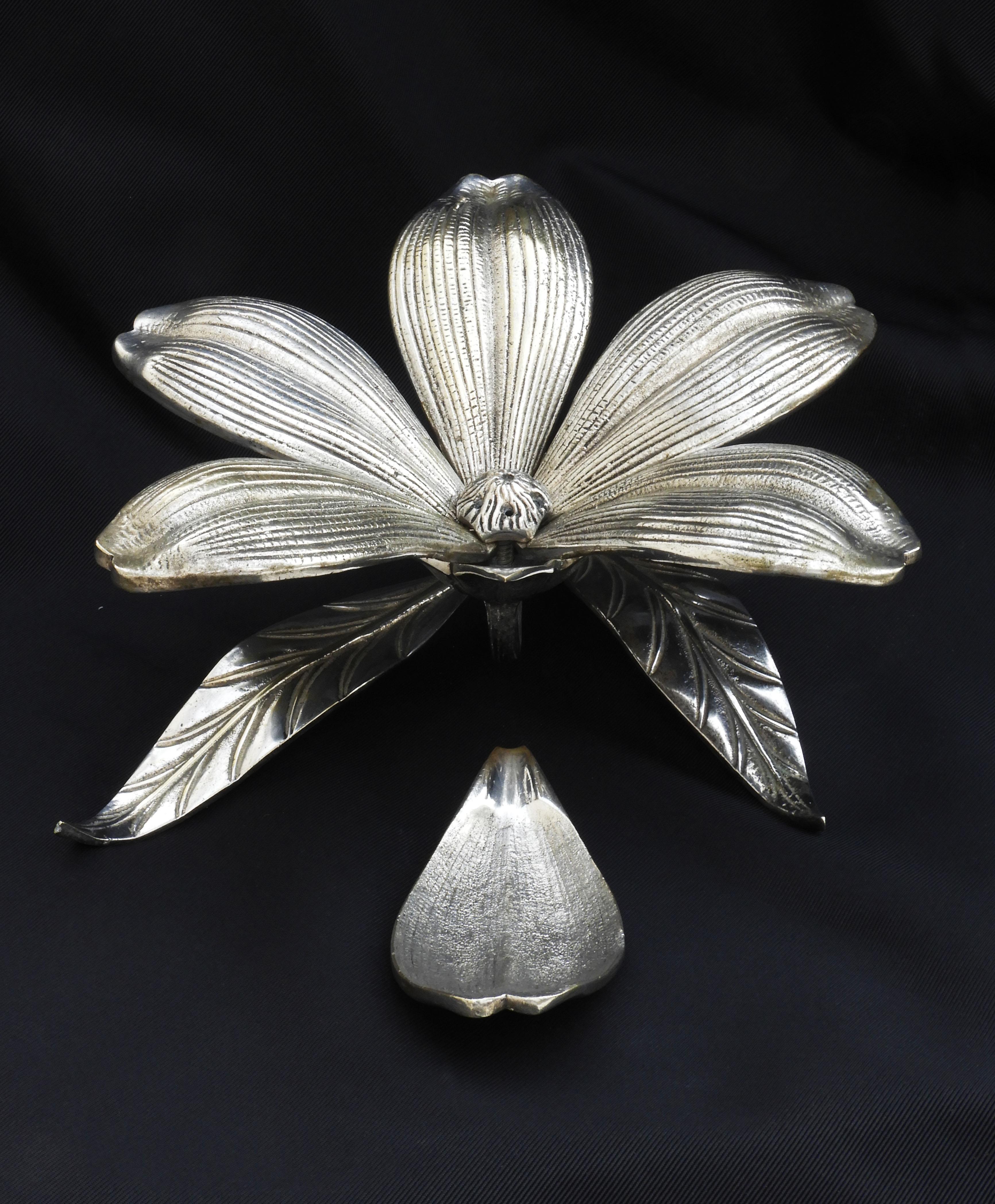 Plated Mid Century Six Petal Flower Cocktail Ashtray C1950 France For Sale