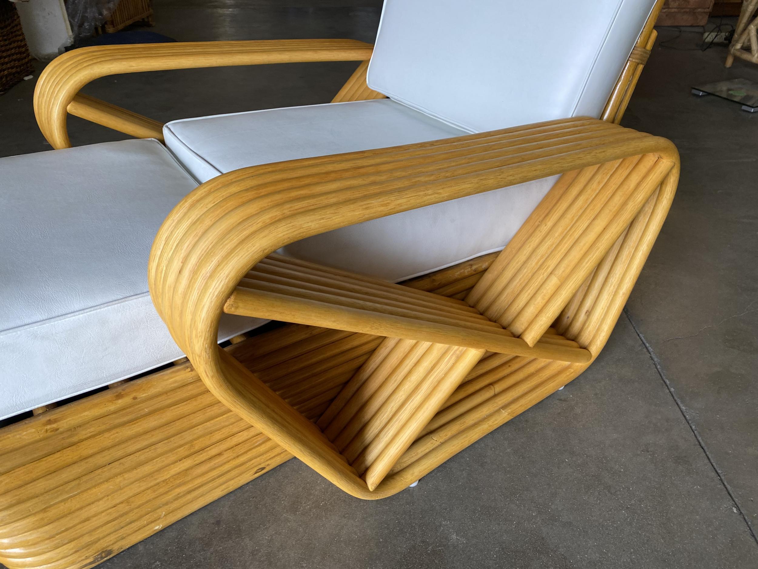 Mid-Century Modern Mid Century Six-Strand Square Pretzel Rattan Chaise Lounge Chair