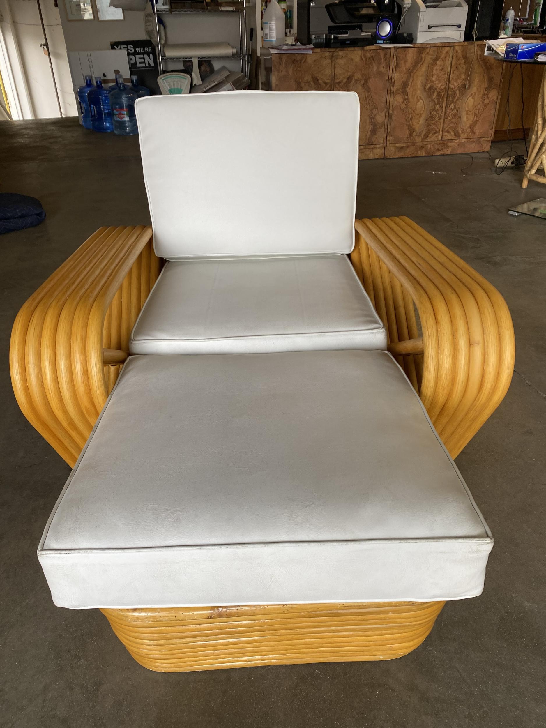 Mid-20th Century Mid Century Six-Strand Square Pretzel Rattan Chaise Lounge Chair