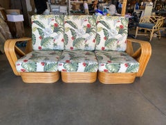 Restored Mid Century Six-Strand Square Pretzel Three-Seat Sectional Sofa